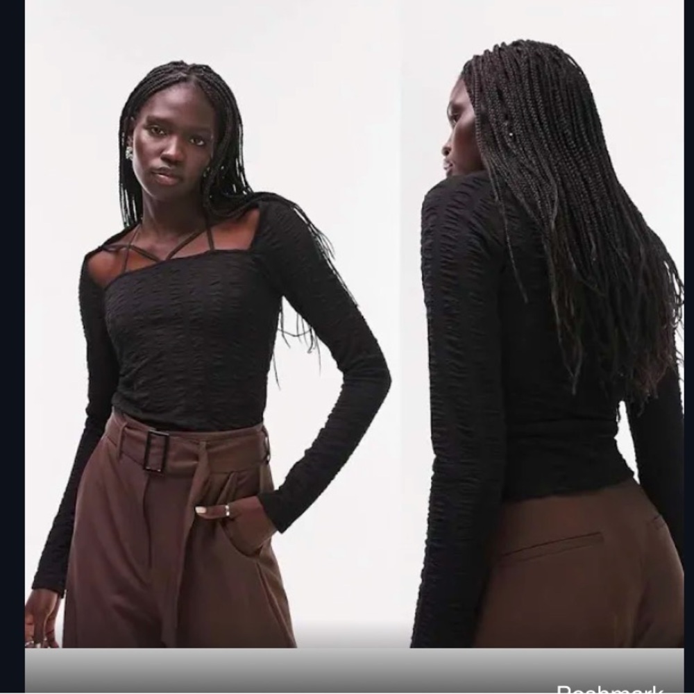 NAKD ruched black long sleeve cutout strap shirt XXL $58